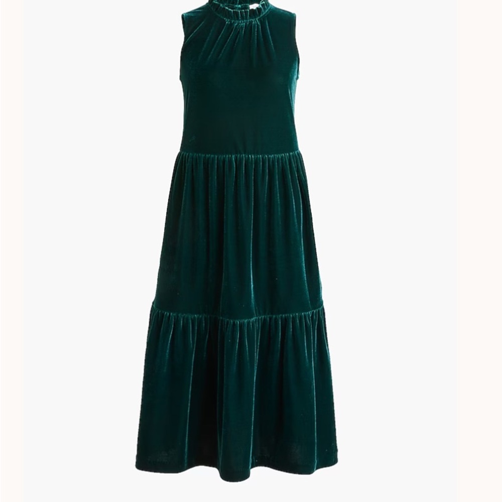J. Crew Factory Green Velvet Midi Dress